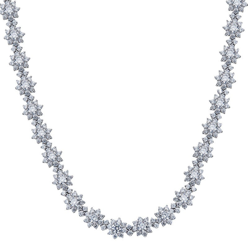 925 Silver High Carbon Diamond Sunflower Collarbone Chain.