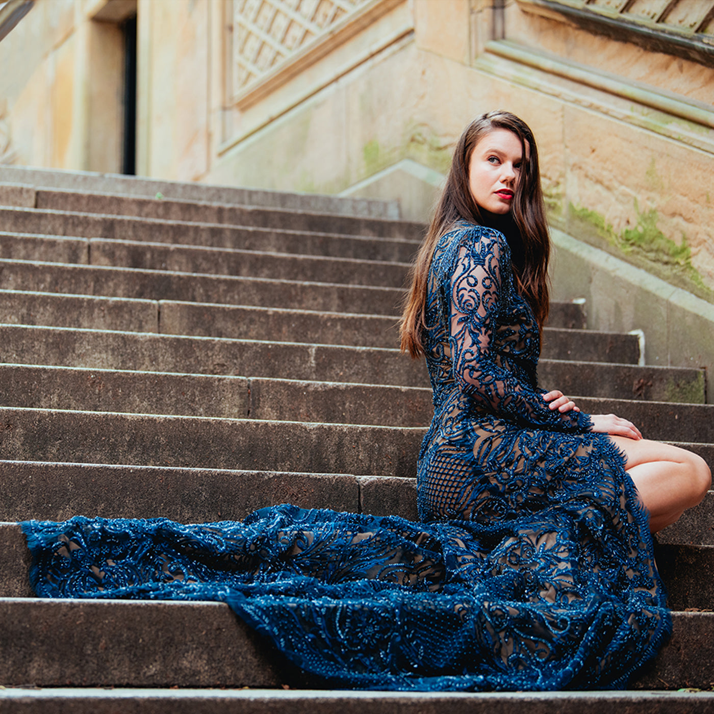 Mock NK Surplice Gown