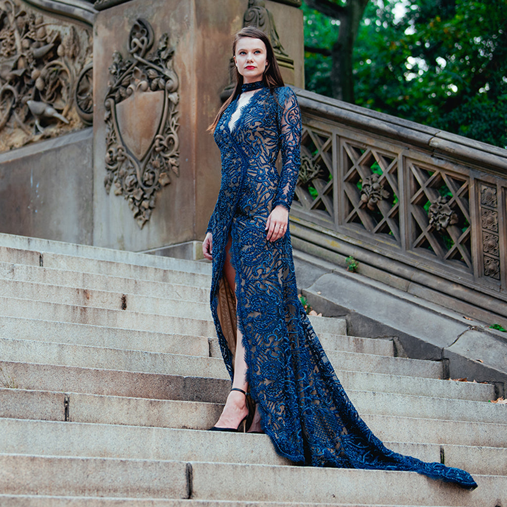 Mock NK Surplice Gown