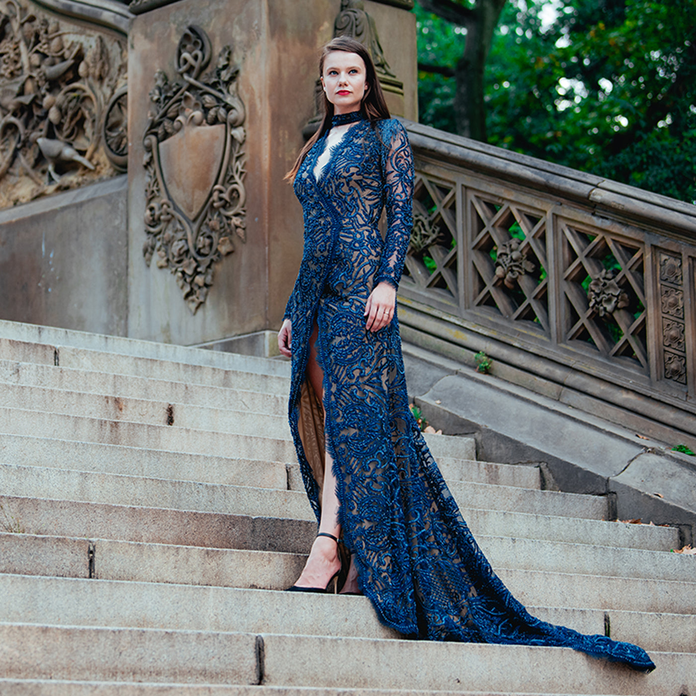 Mock NK Surplice Gown
