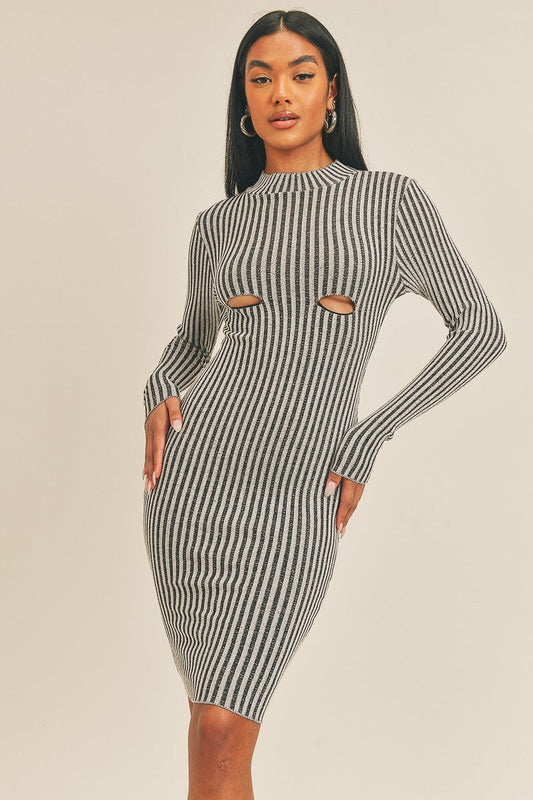 Sassy Curve Stripe Midi Dress