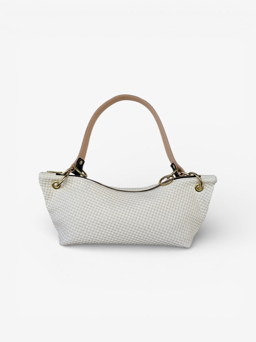 Blair Shoulder Bag, Cream Embossed Leather