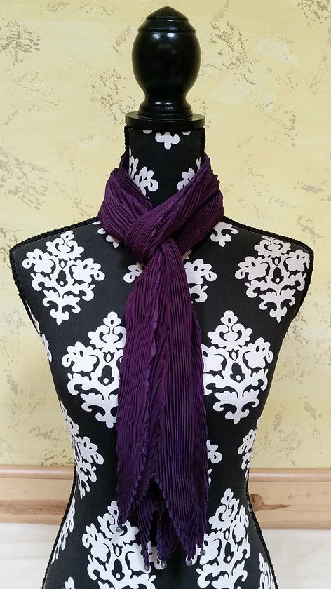 Shibori Pleated Solid Color Silk Scarf – Handmade to Order
