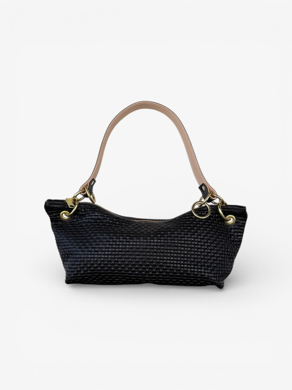 Blair Shoulder Bag, Black Embossed Leather