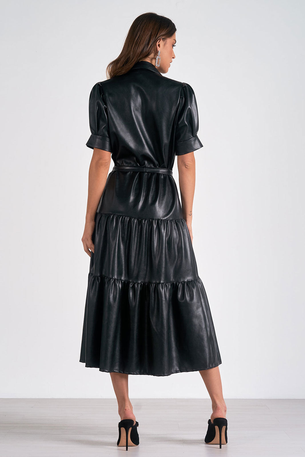 Faux Leather Midi Dress