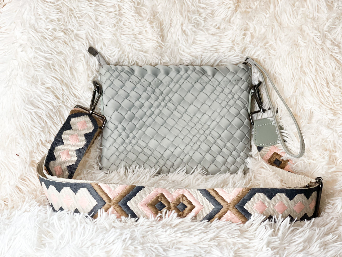 The Bella Woven Neoprene Crossbody - Gray