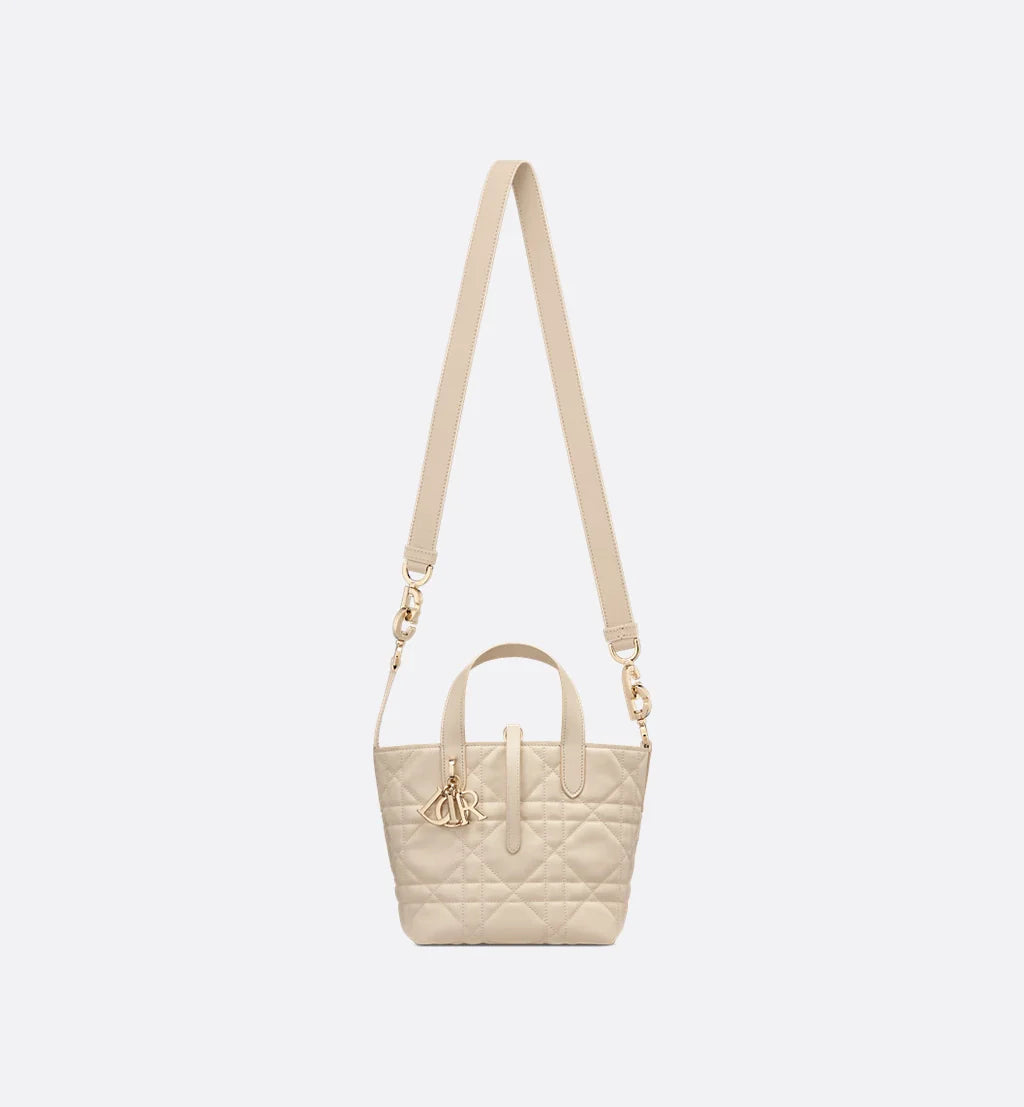 Small Toujours Vertical Tote Bag Powder Beige Macrocannage Calfskin