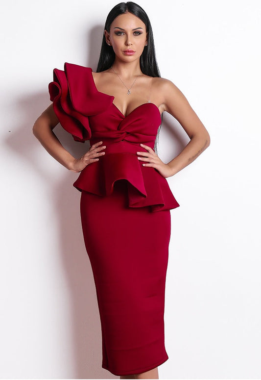 Ravela Red Ankle Cocktail Dress