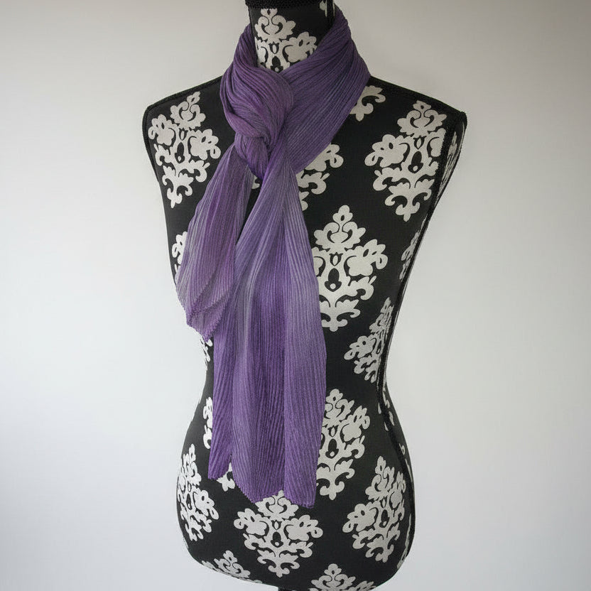 Shibori Pleated Solid Color Silk Scarf – Handmade to Order