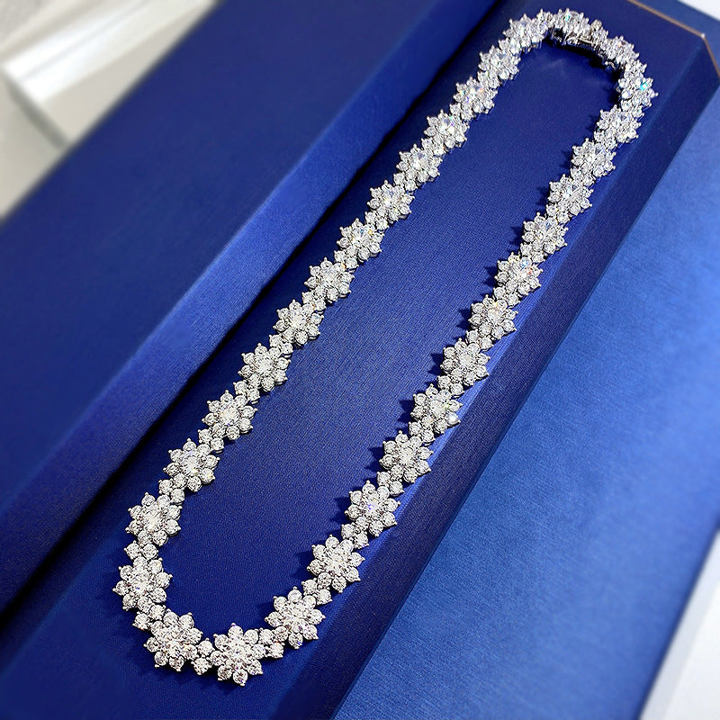 925 Silver High Carbon Diamond Sunflower Collarbone Chain.