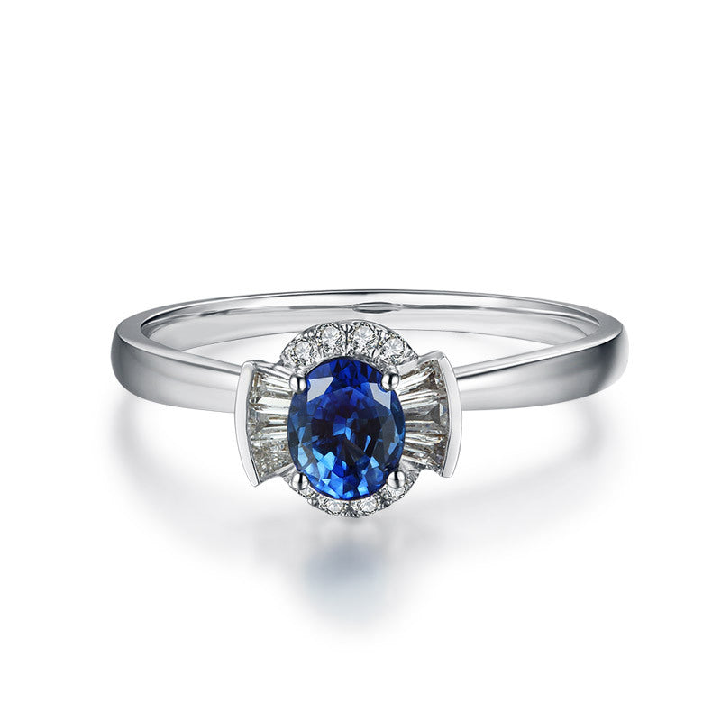 Jewelry 18k Gold Natural Sapphire Women's Ring.