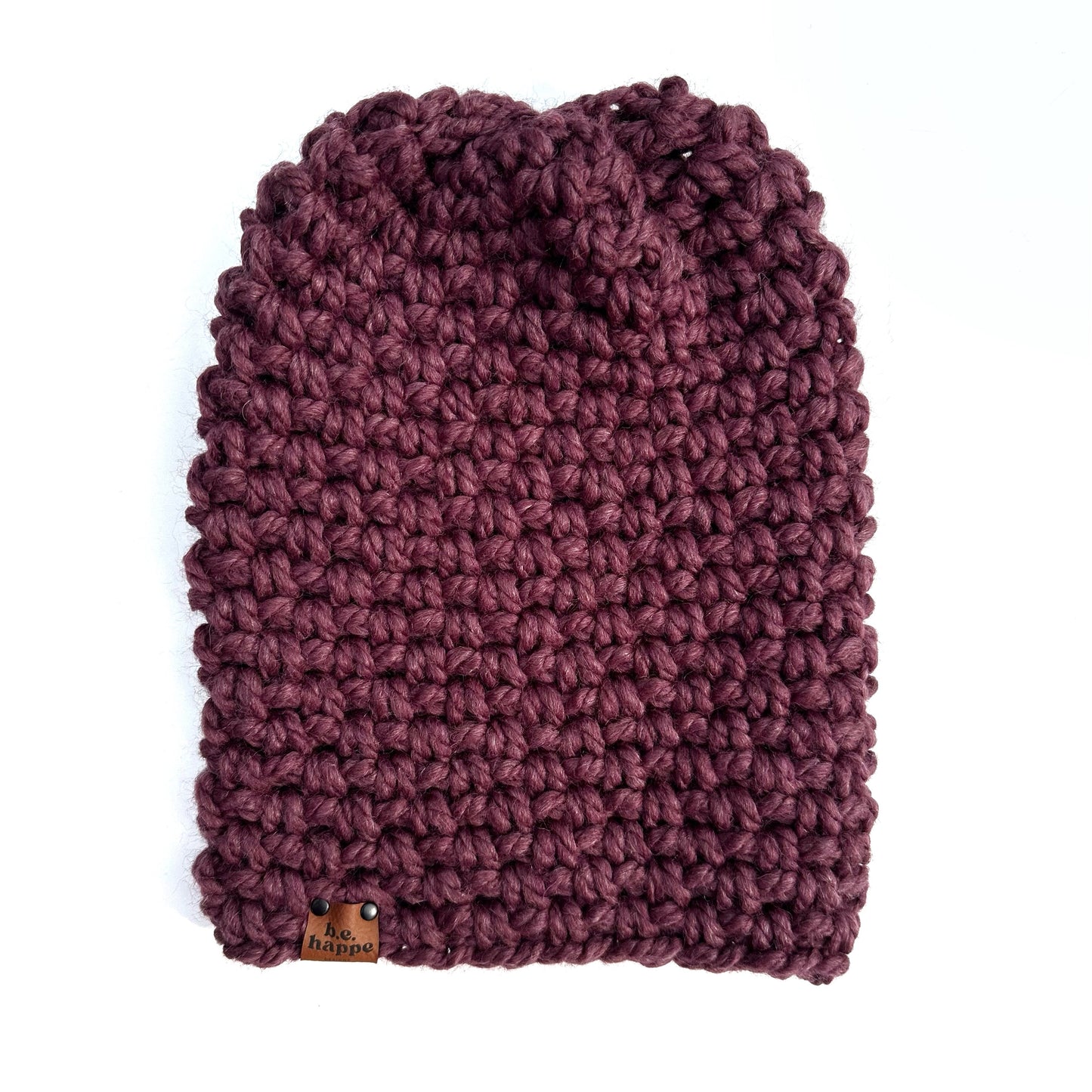 Crochet Simple Slouch Hat | Fig Purple Beanie