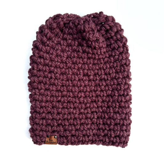 Crochet Simple Slouch Hat | Fig Purple Beanie