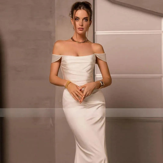 Ivory Luxe Satin Mermaid Silhouette Dress