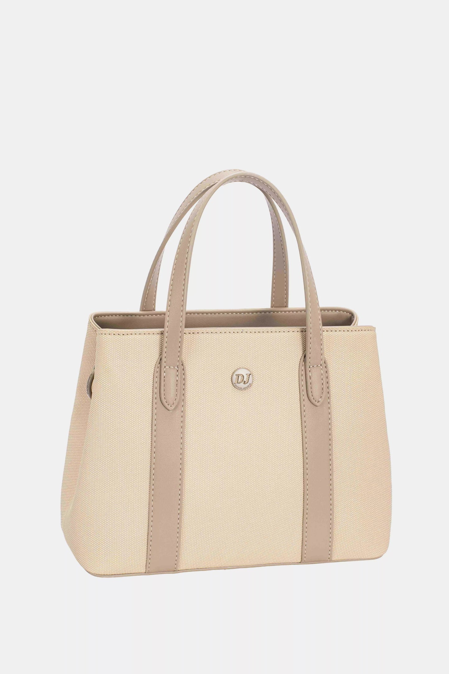 David Jones Canvas Handbag with Leather Trim