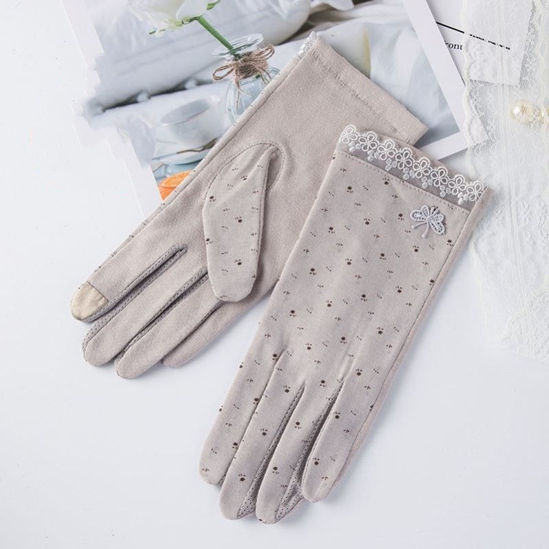 Ladies Summer UV Protection Ice Silk Thin Touch Screen Gloves
