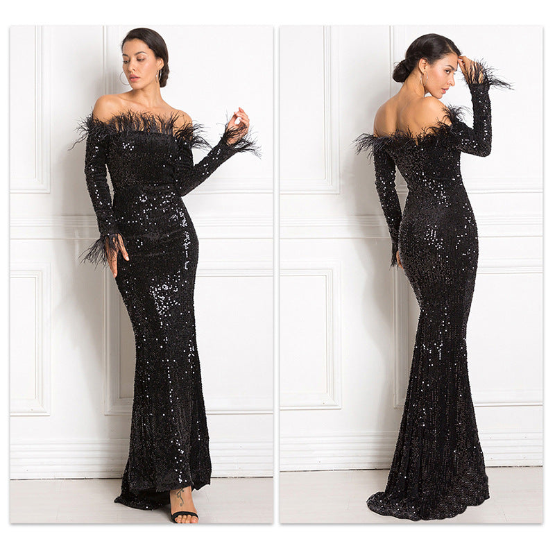 Off-the-shoulder Fishtail Party Formal Dress (See size chart where applicable)