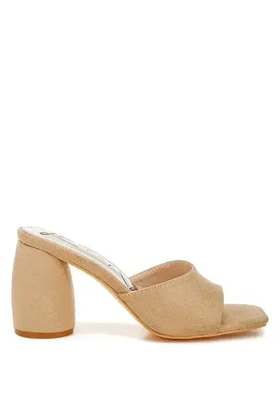 Micro Suede Block Heel Sandals - 3" Walkable Slip-Ons - Office to Outing