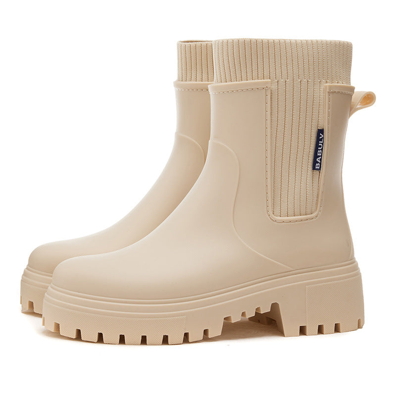 Non-slip Mid-calf Boots Suitable For Outdoor Wear In The Rain