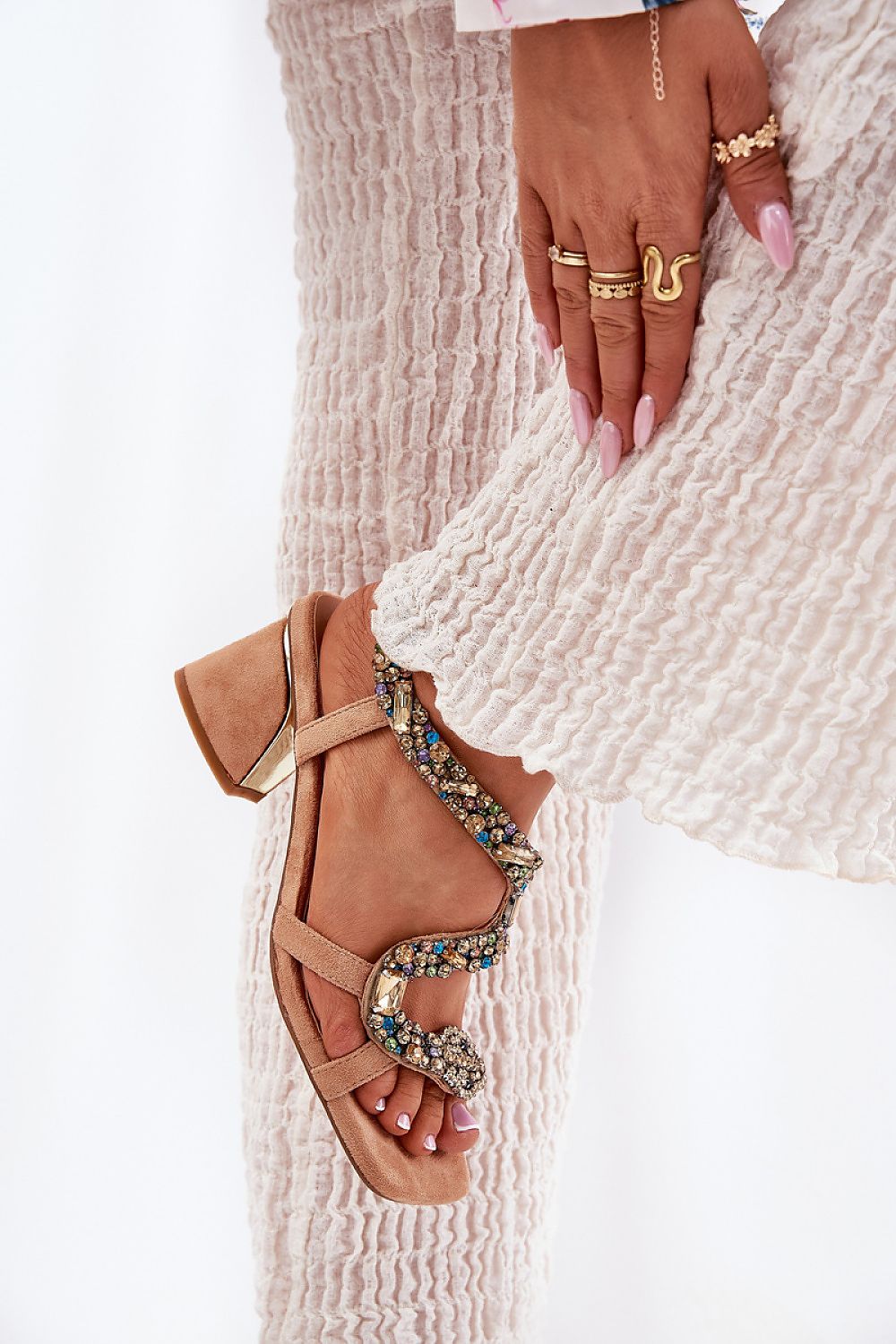 Orlanza Mirrored Serpent Heel Sandals