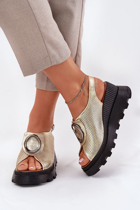 Alvarisse Decor Wedge Leather Sandals