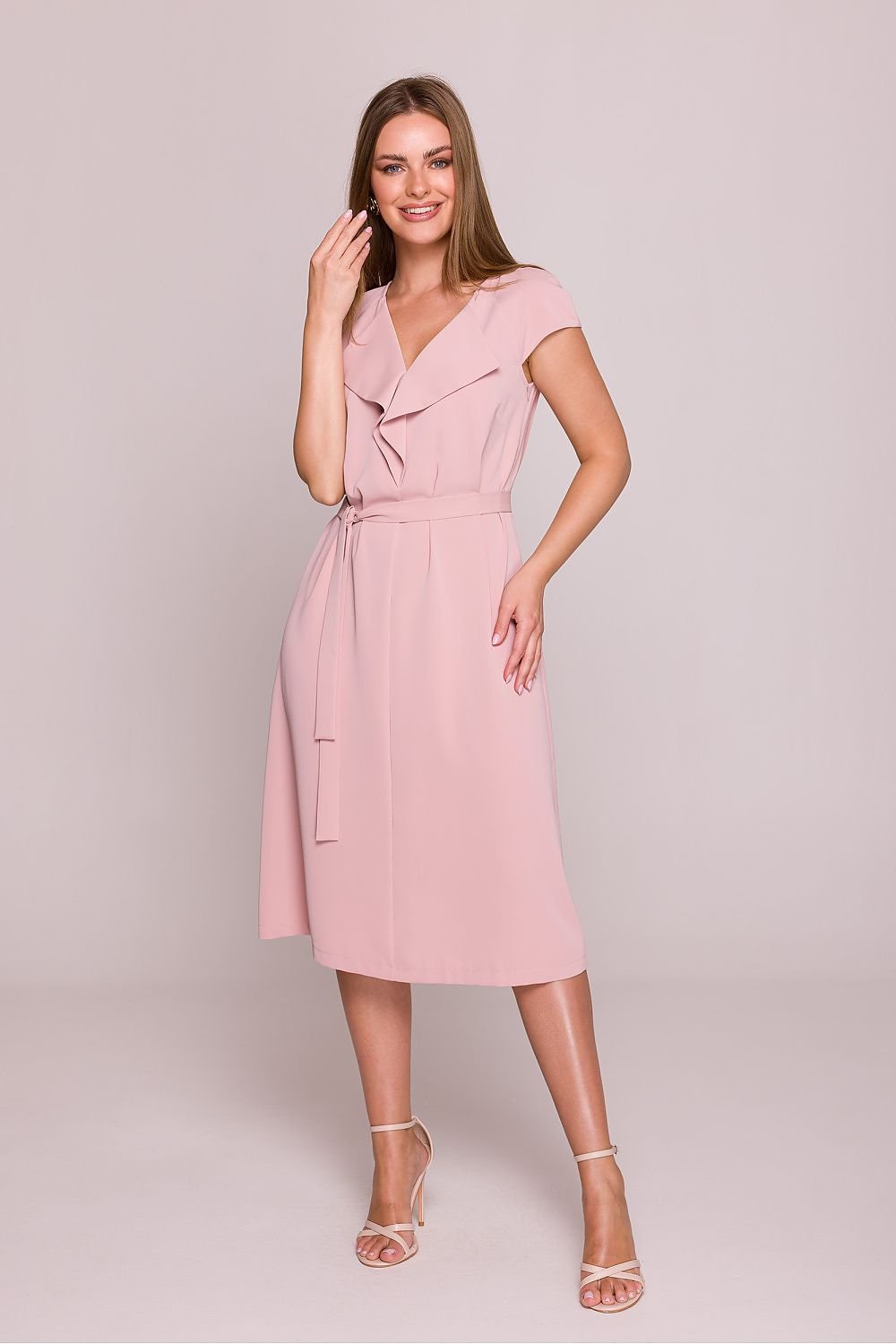 Lyvianne Midi Dress with Ruffled Neckline