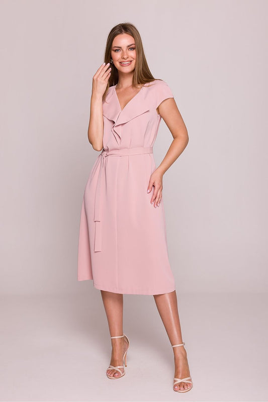 Lyvianne Midi Dress with Ruffled Neckline