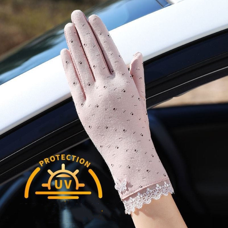 Ladies Summer UV Protection Ice Silk Thin Touch Screen Gloves