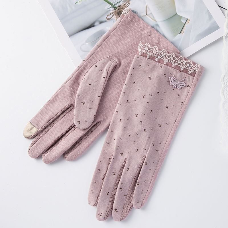 Ladies Summer UV Protection Ice Silk Thin Touch Screen Gloves