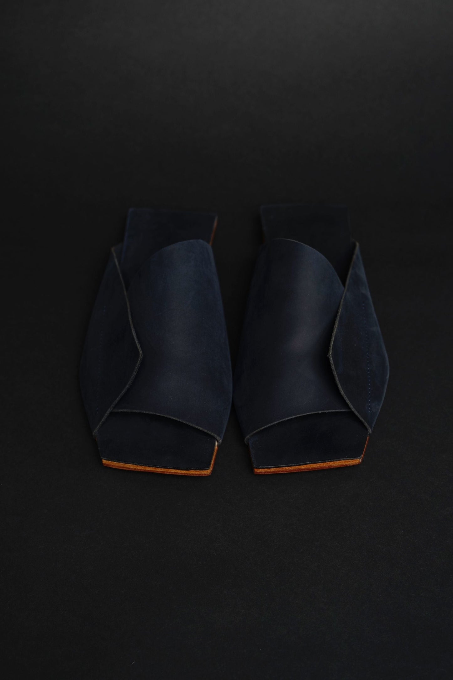 Amos Handcrafted Navy Leather Slides