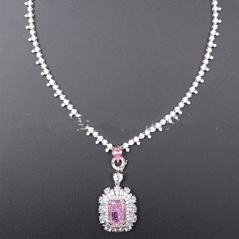Zhou Hengfu Jewelry S925 Silver Cubic Zirconia Necklace Necklace Women.