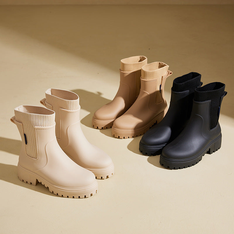 Non-slip Mid-calf Boots Suitable For Outdoor Wear In The Rain