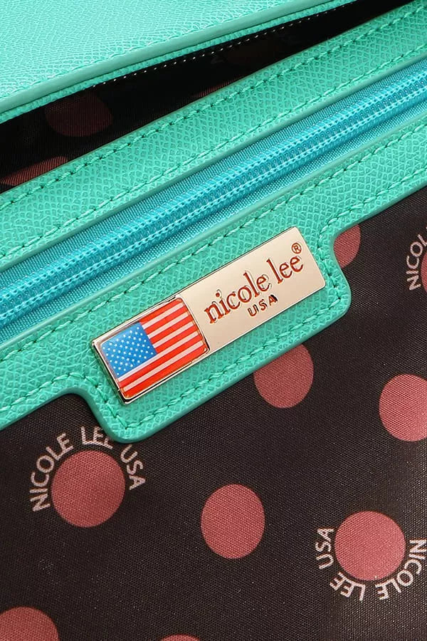 Nicole Lee USA Monogram Pattern Handbag with Rhinestones Decor