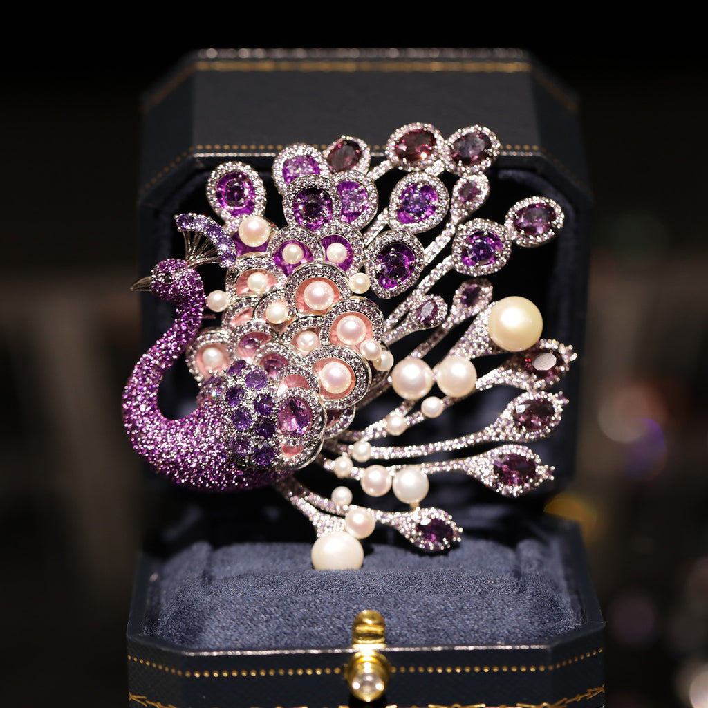 Alloy Freshwater Pearl Peacock Brooch.