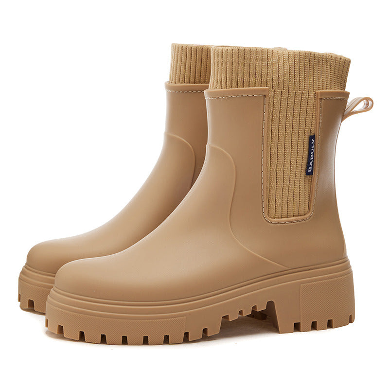 Non-slip Mid-calf Boots Suitable For Outdoor Wear In The Rain