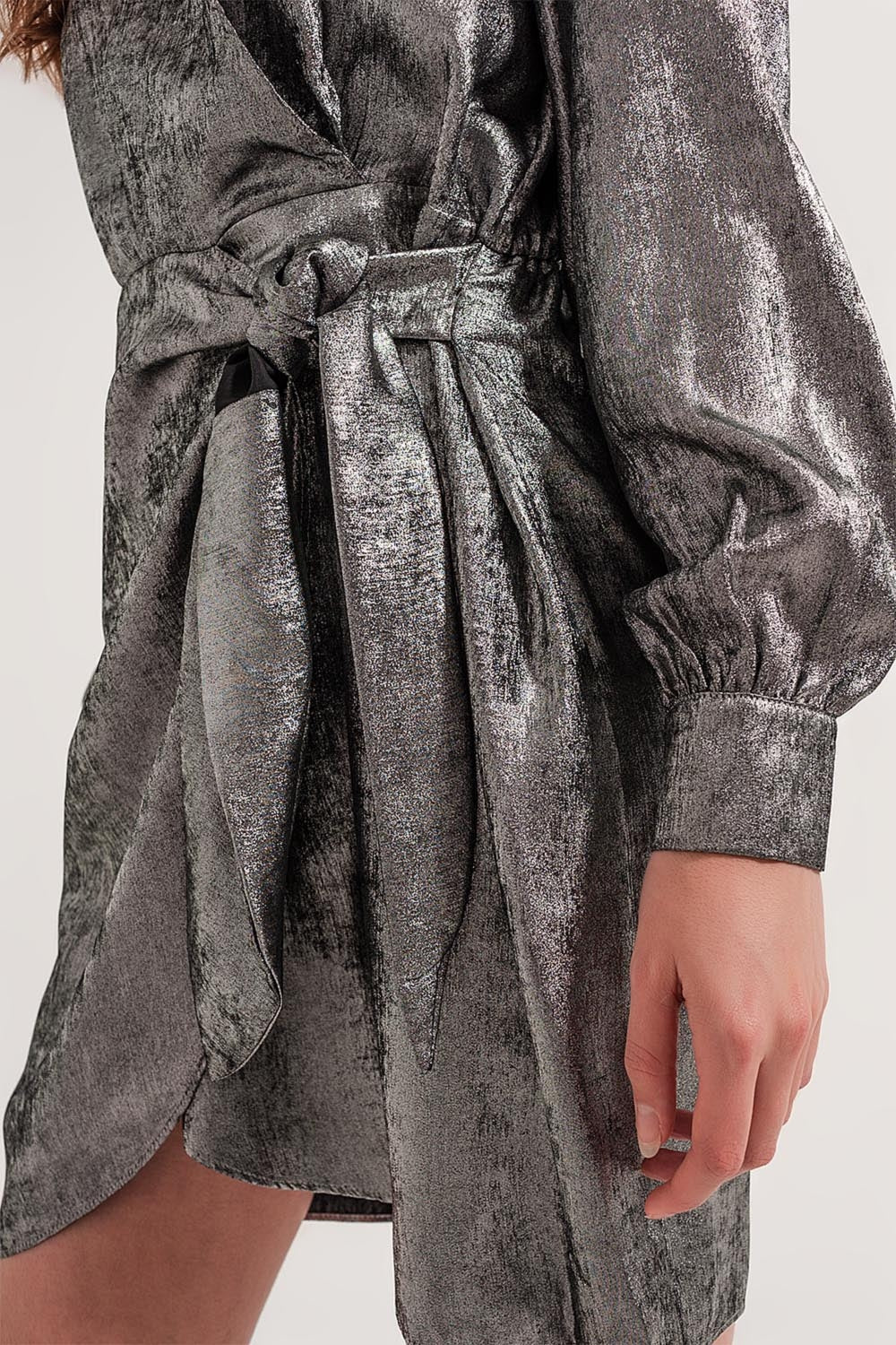 Lucina Silver Knot‑Front Mini Dress