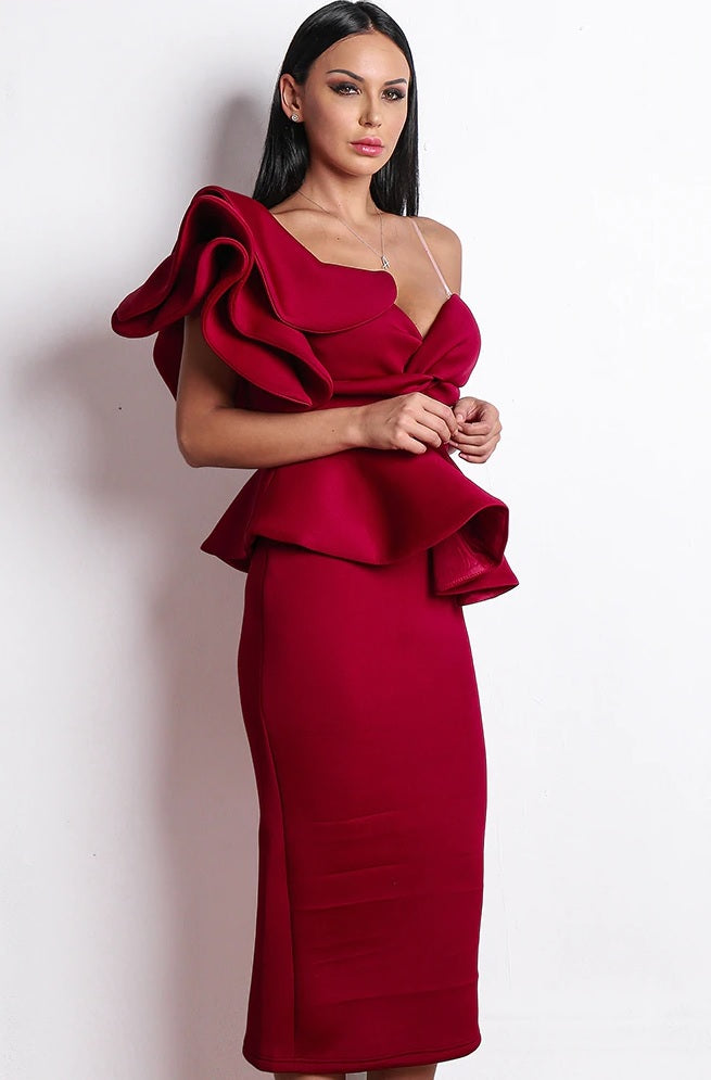 Ravela Red Ankle Cocktail Dress