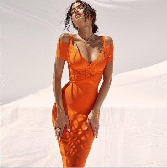 Nysara Off‑Shoulder Bandage Dress