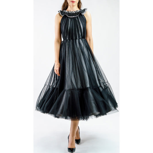 Melanira Pearl Tulle Midi Dress