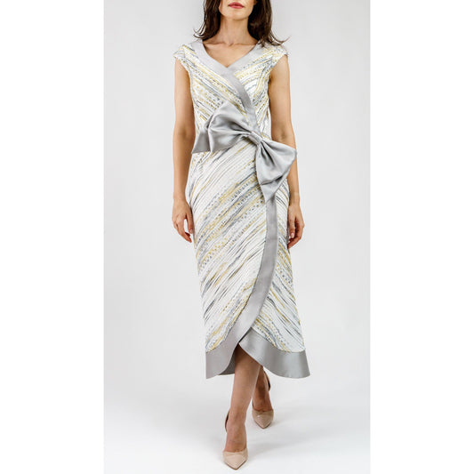 Celestienne Metallic Jacquard Cocktail Dress