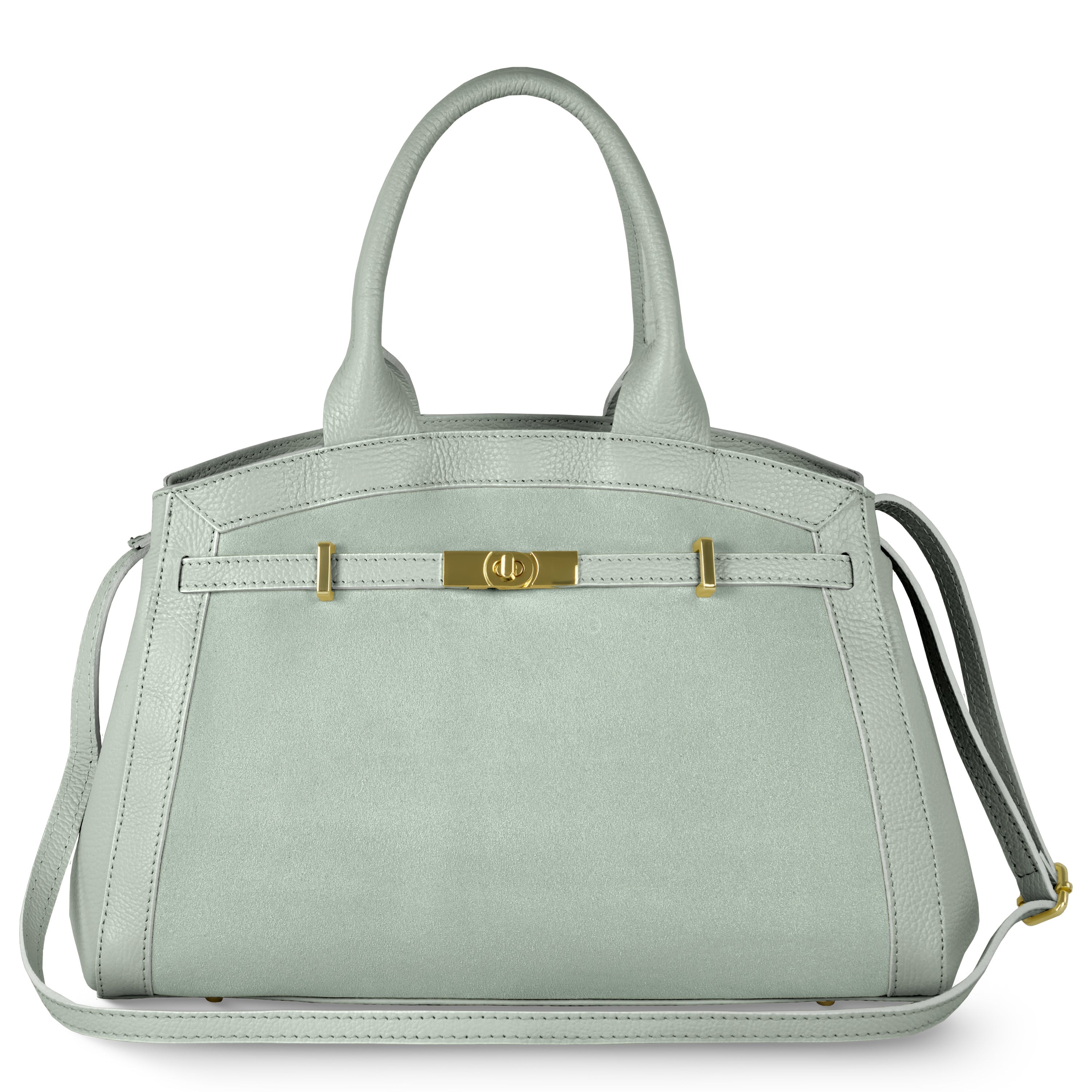 Italian Genuine Suede & Calf Leather Top-Handle Bag 333155