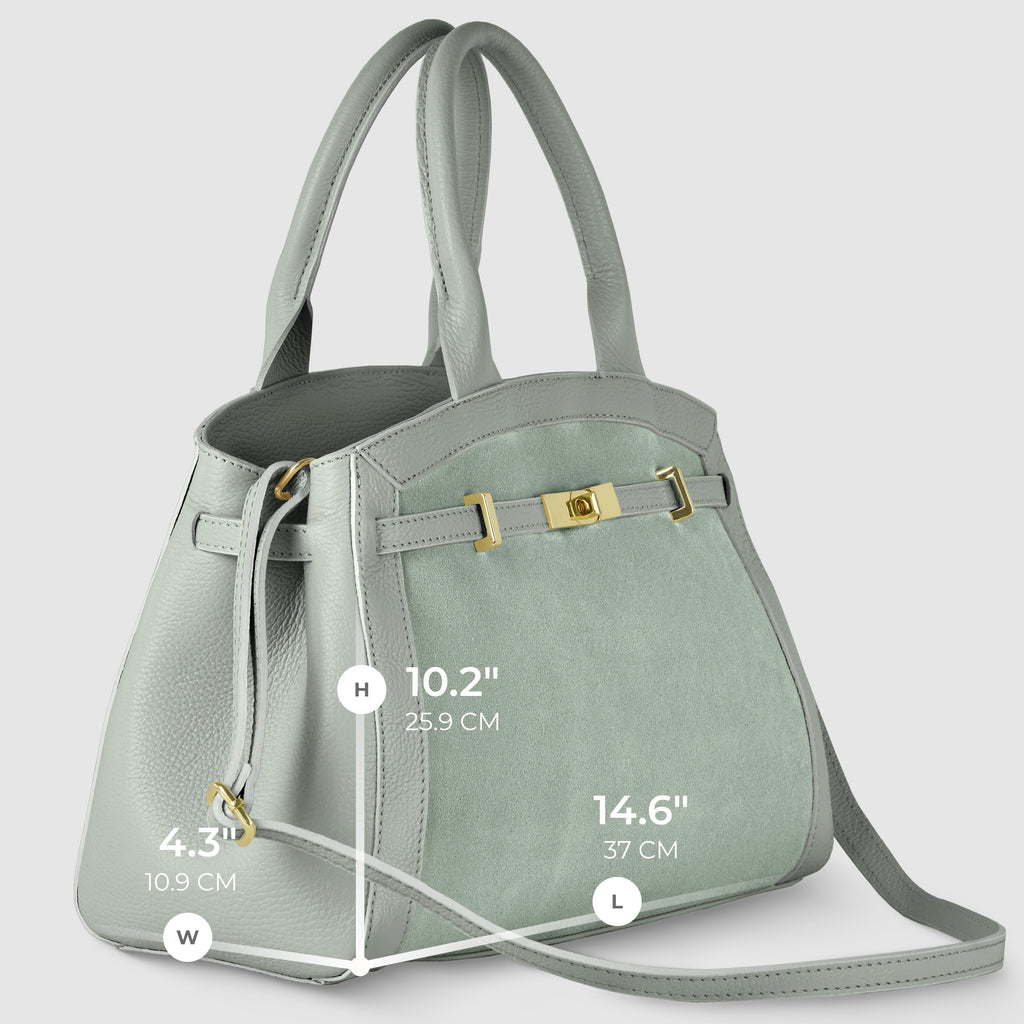 Italian Genuine Suede & Calf Leather Top-Handle Bag 333155
