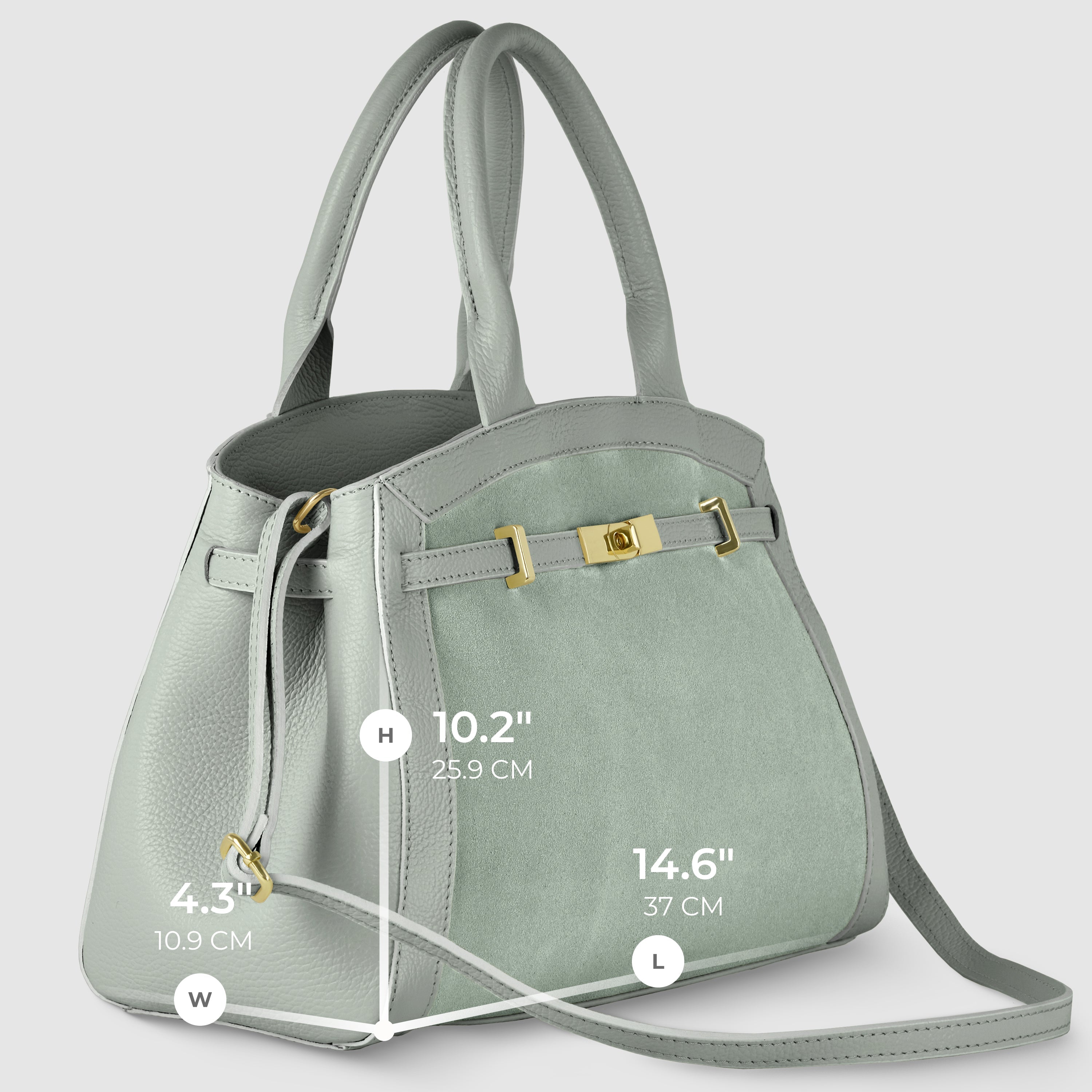 Italian Genuine Suede & Calf Leather Top-Handle Bag 333155