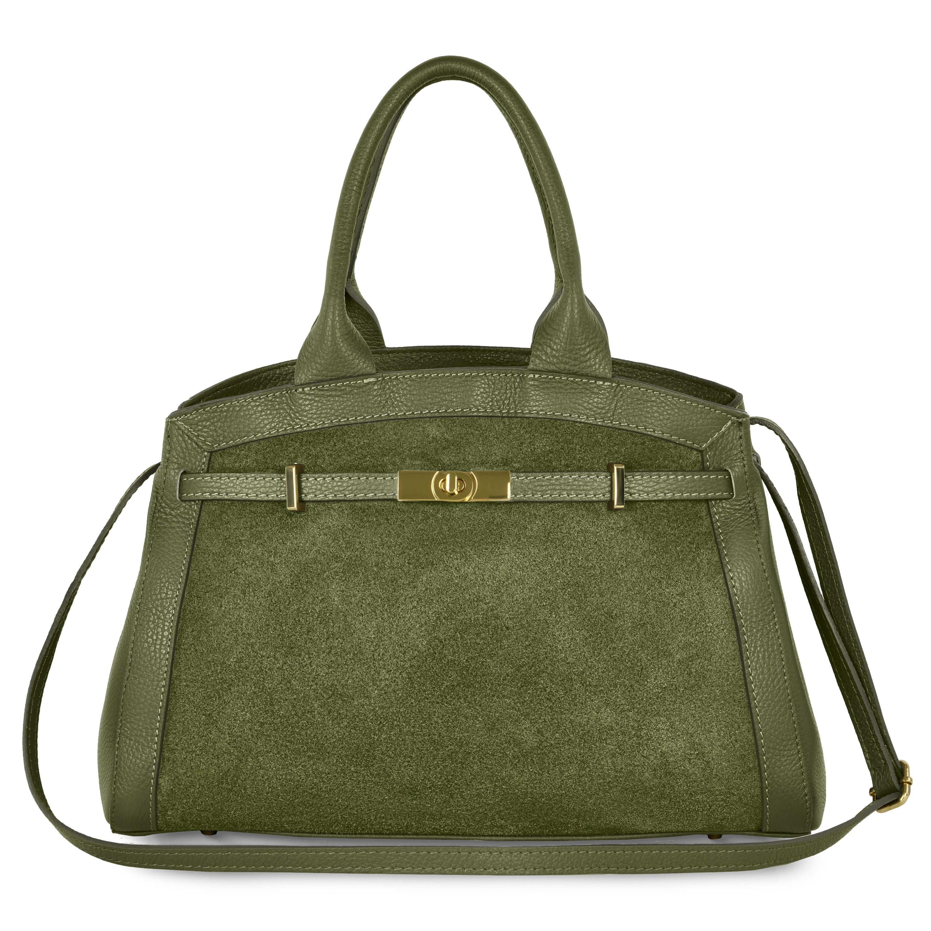 Italian Genuine Suede & Calf Leather Top-Handle Bag 333155