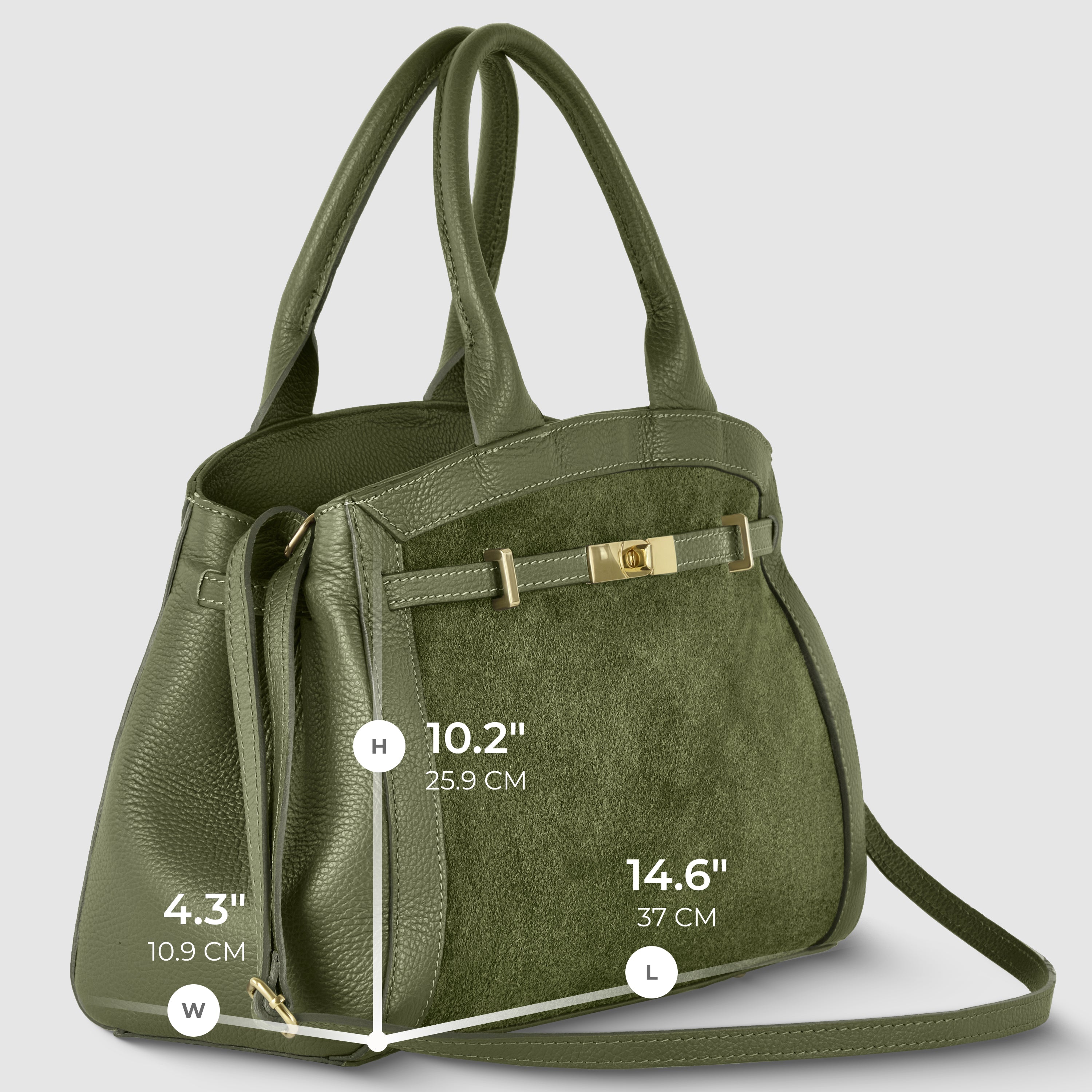 Italian Genuine Suede & Calf Leather Top-Handle Bag 333155