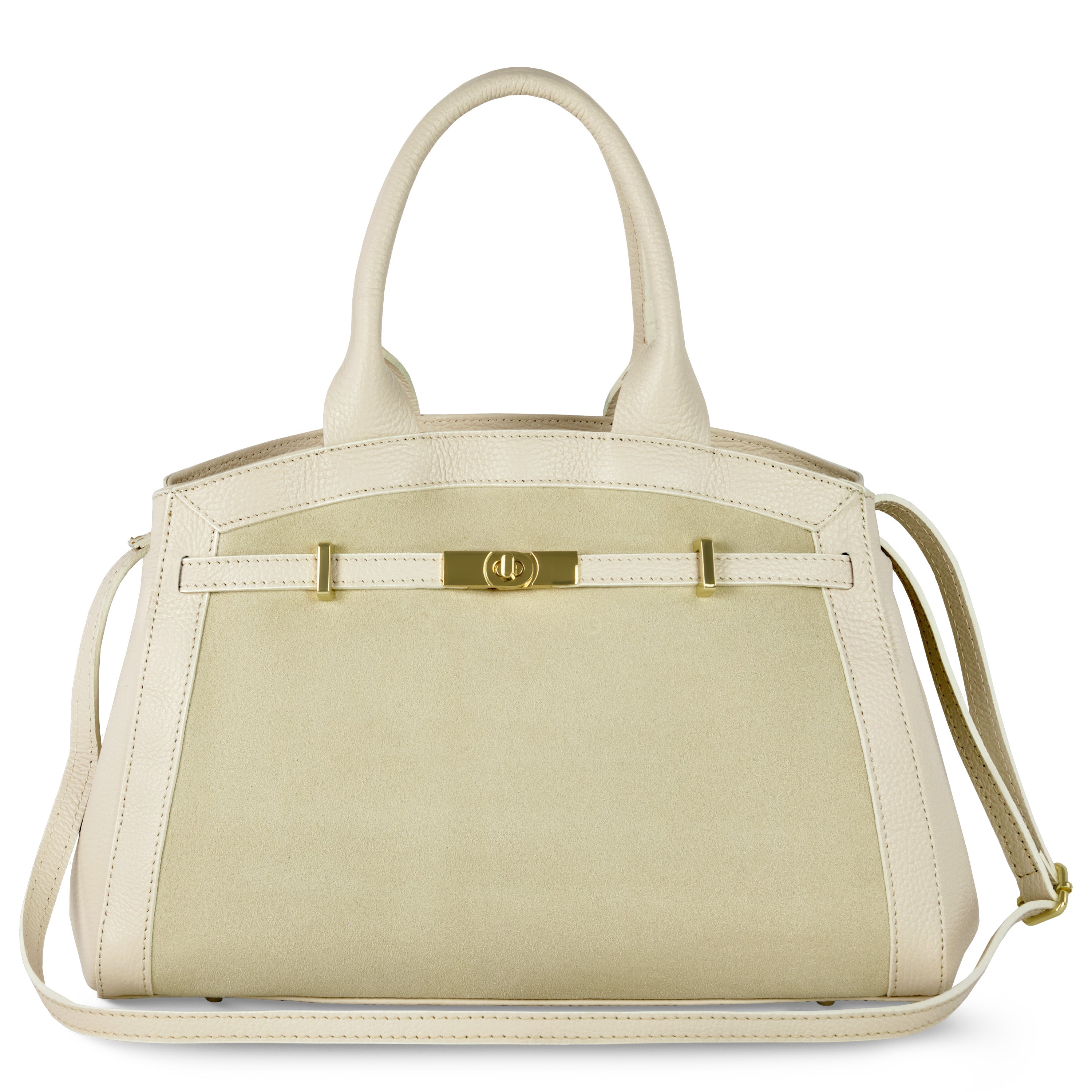 Italian Genuine Suede & Calf Leather Top-Handle Bag 333155