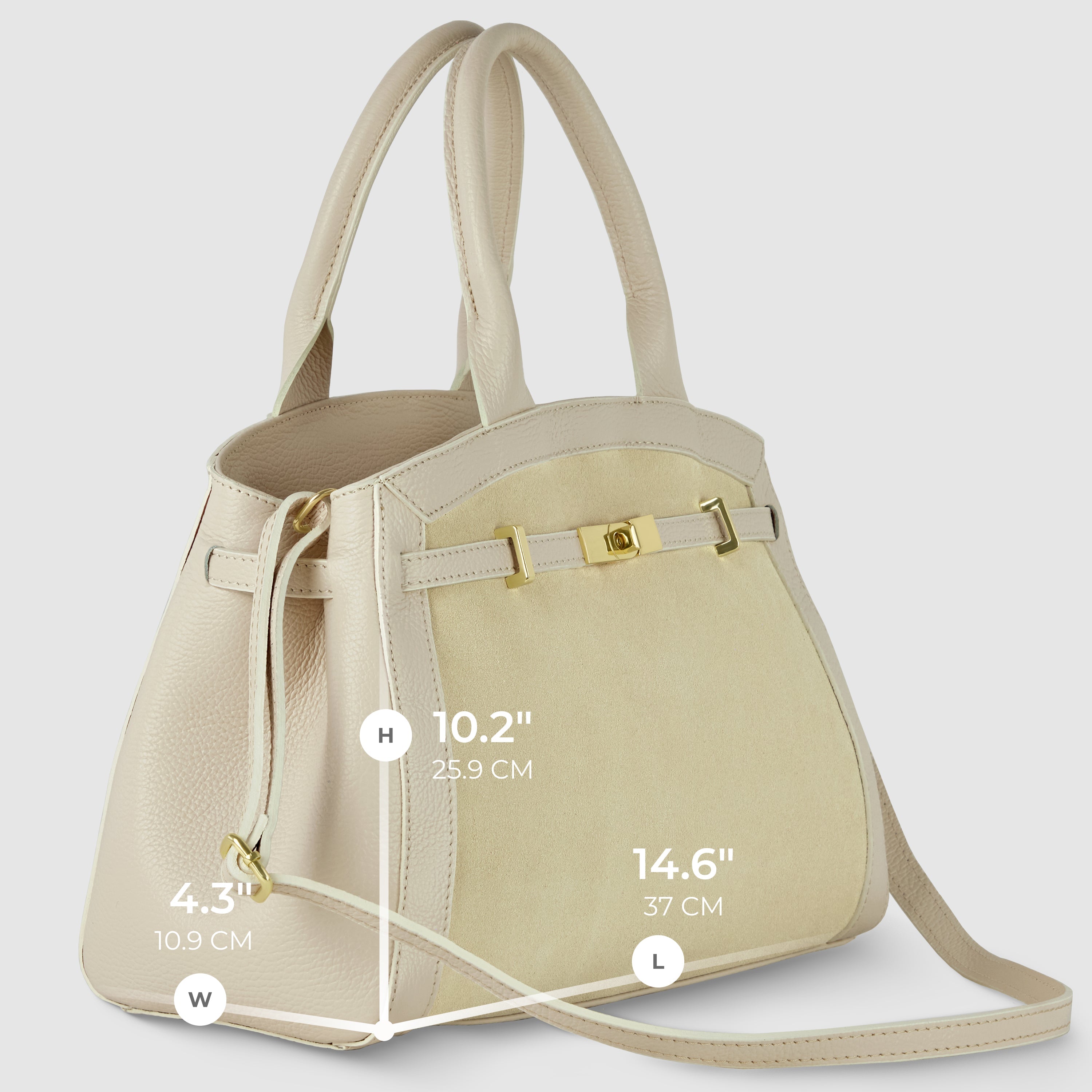 Italian Genuine Suede & Calf Leather Top-Handle Bag 333155